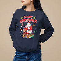 Christmas Sweatshirt Funny Santa Pooping Down The Chimney - Wonder Print Shop
