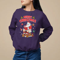 Christmas Sweatshirt Funny Santa Pooping Down The Chimney - Wonder Print Shop
