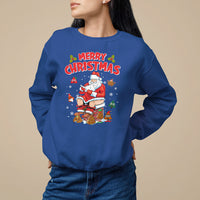 Christmas Sweatshirt Funny Santa Pooping Down The Chimney - Wonder Print Shop