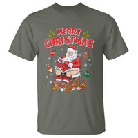 Christmas T Shirt Funny Santa Pooping Down The Chimney - Wonder Print Shop