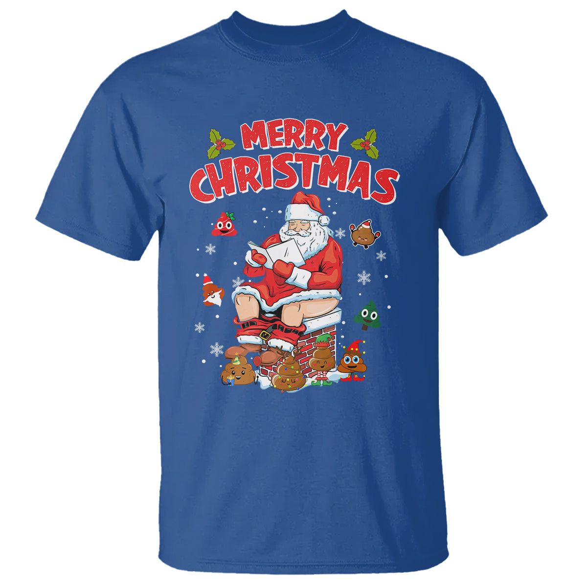 Christmas T Shirt Funny Santa Pooping Down The Chimney - Wonder Print Shop