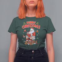 Christmas T Shirt For Women Funny Santa Pooping Down The Chimney - Wonder Print Shop