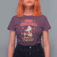 Christmas T Shirt For Women Funny Santa Pooping Down The Chimney - Wonder Print Shop