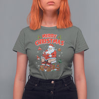 Christmas T Shirt For Women Funny Santa Pooping Down The Chimney - Wonder Print Shop