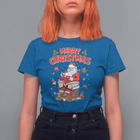 Christmas T Shirt For Women Funny Santa Pooping Down The Chimney - Wonder Print Shop