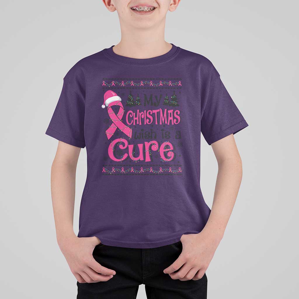 My Christmas Wish Is A Cure Breast Cancer T Shirt For Kid - Wonder Print Shop