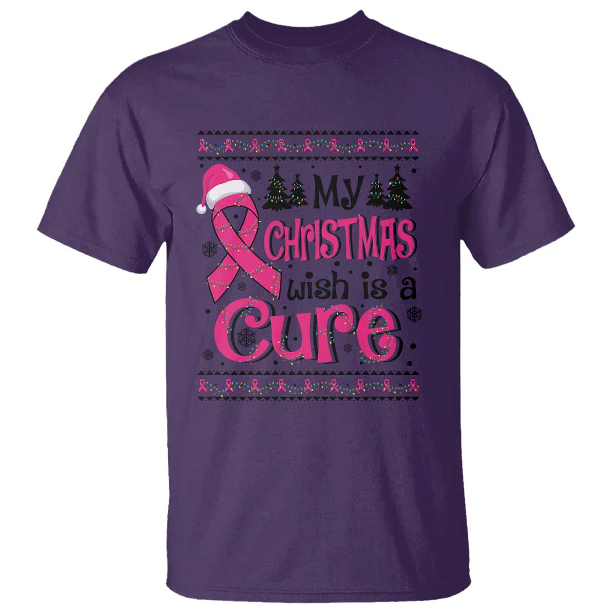 My Christmas Wish Is A Cure Breast Cancer T Shirt - Wonder Print Shop