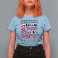 My Christmas Wish Is A Cure Breast Cancer T Shirt For Women - Wonder Print Shop