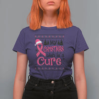 My Christmas Wish Is A Cure Breast Cancer T Shirt For Women - Wonder Print Shop