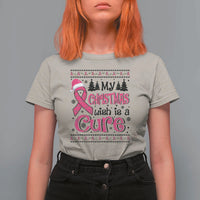 My Christmas Wish Is A Cure Breast Cancer T Shirt For Women - Wonder Print Shop