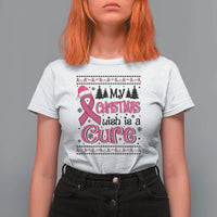 My Christmas Wish Is A Cure Breast Cancer T Shirt For Women - Wonder Print Shop