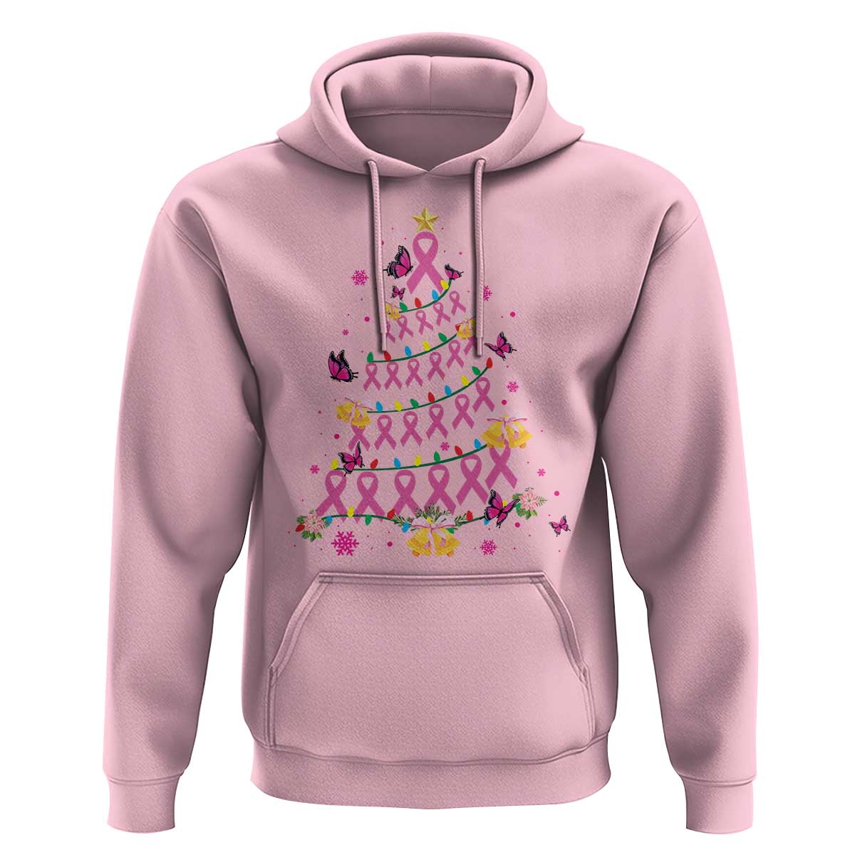Christmas Breast Cancer Hoodie Pink Ribbon Xmas Tree