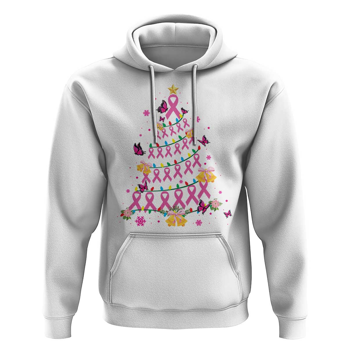 Christmas Breast Cancer Hoodie Pink Ribbon Xmas Tree