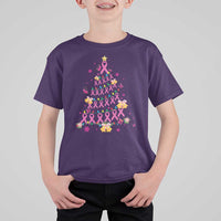 Christmas Breast Cancer T Shirt For Kid Pink Ribbon Xmas Tree - Wonder Print Shop
