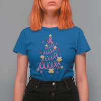 Christmas Breast Cancer T Shirt For Women Pink Ribbon Xmas Tree - Wonder Print Shop