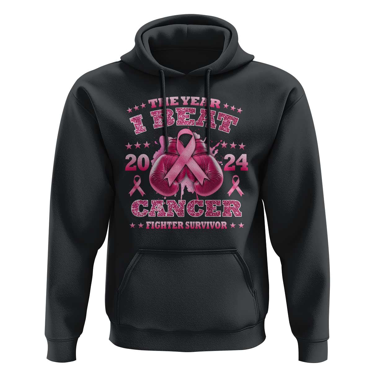 The Year I Beat Cancer Boxing Gloves Fighter Survivor Hoodie