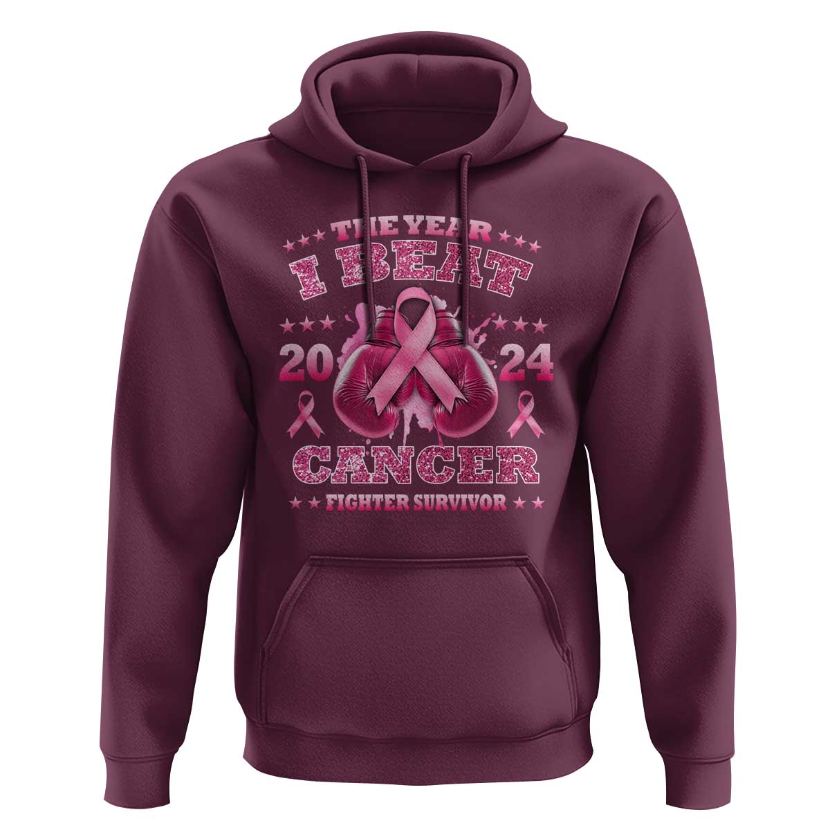 The Year I Beat Cancer Boxing Gloves Fighter Survivor Hoodie
