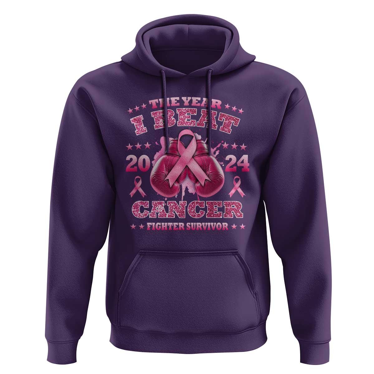 The Year I Beat Cancer Boxing Gloves Fighter Survivor Hoodie