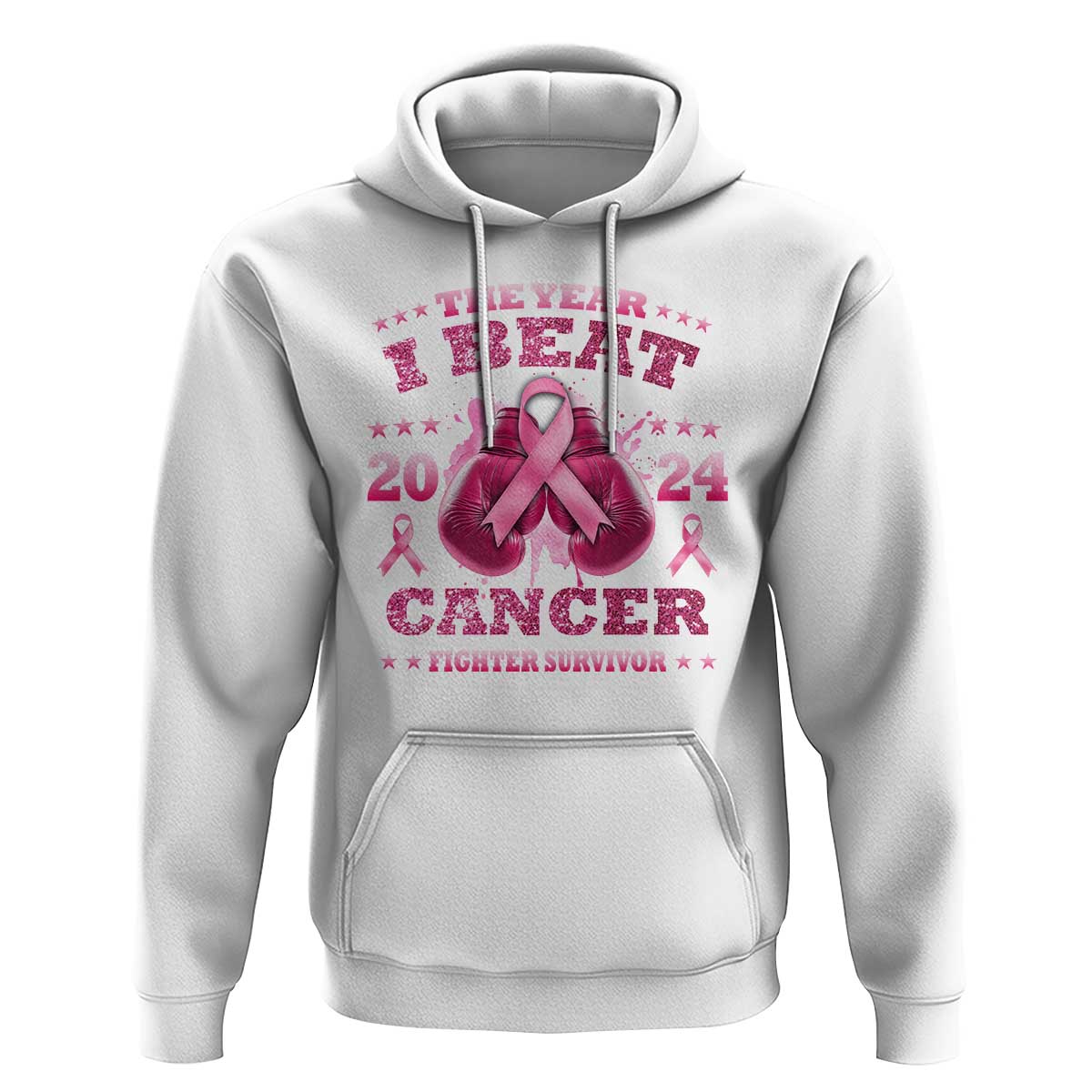 The Year I Beat Cancer Boxing Gloves Fighter Survivor Hoodie
