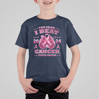 The Year I Beat Cancer Boxing Gloves Fighter Survivor T Shirt For Kid - Wonder Print Shop