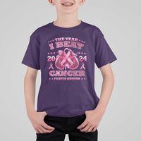 The Year I Beat Cancer Boxing Gloves Fighter Survivor T Shirt For Kid - Wonder Print Shop
