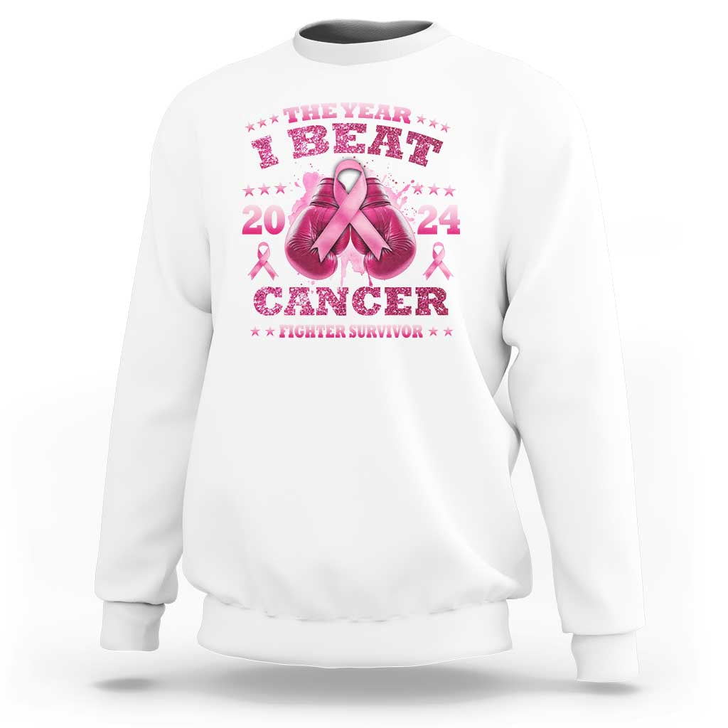 The Year I Beat Cancer Boxing Gloves Fighter Survivor Sweatshirt - Wonder Print Shop