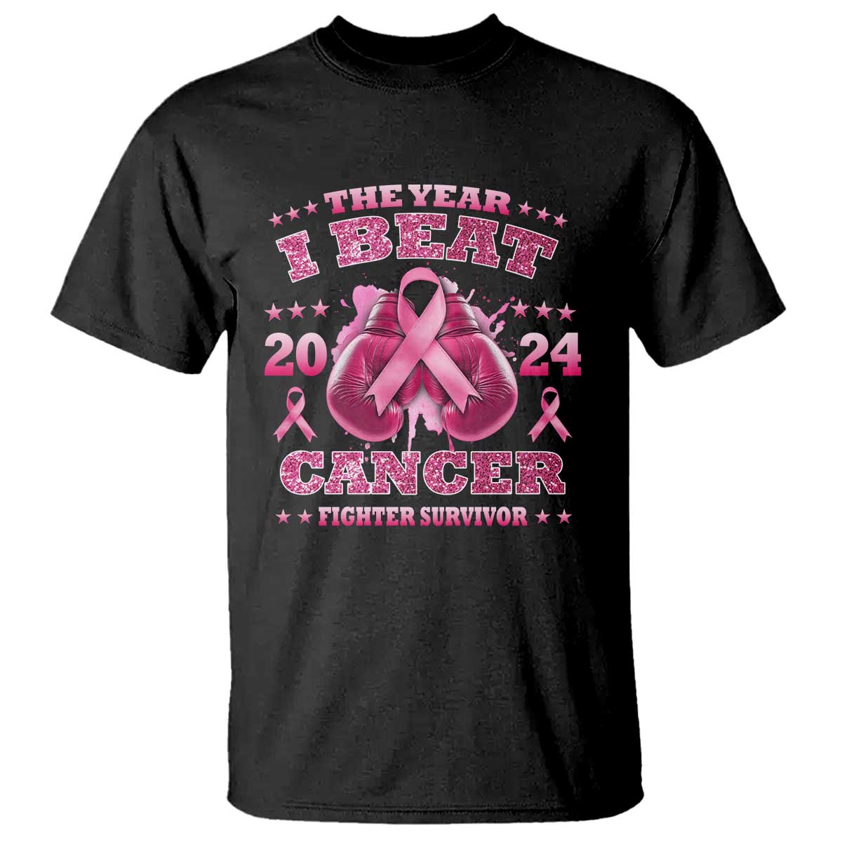 The Year I Beat Cancer Boxing Gloves Fighter Survivor T Shirt - Wonder Print Shop