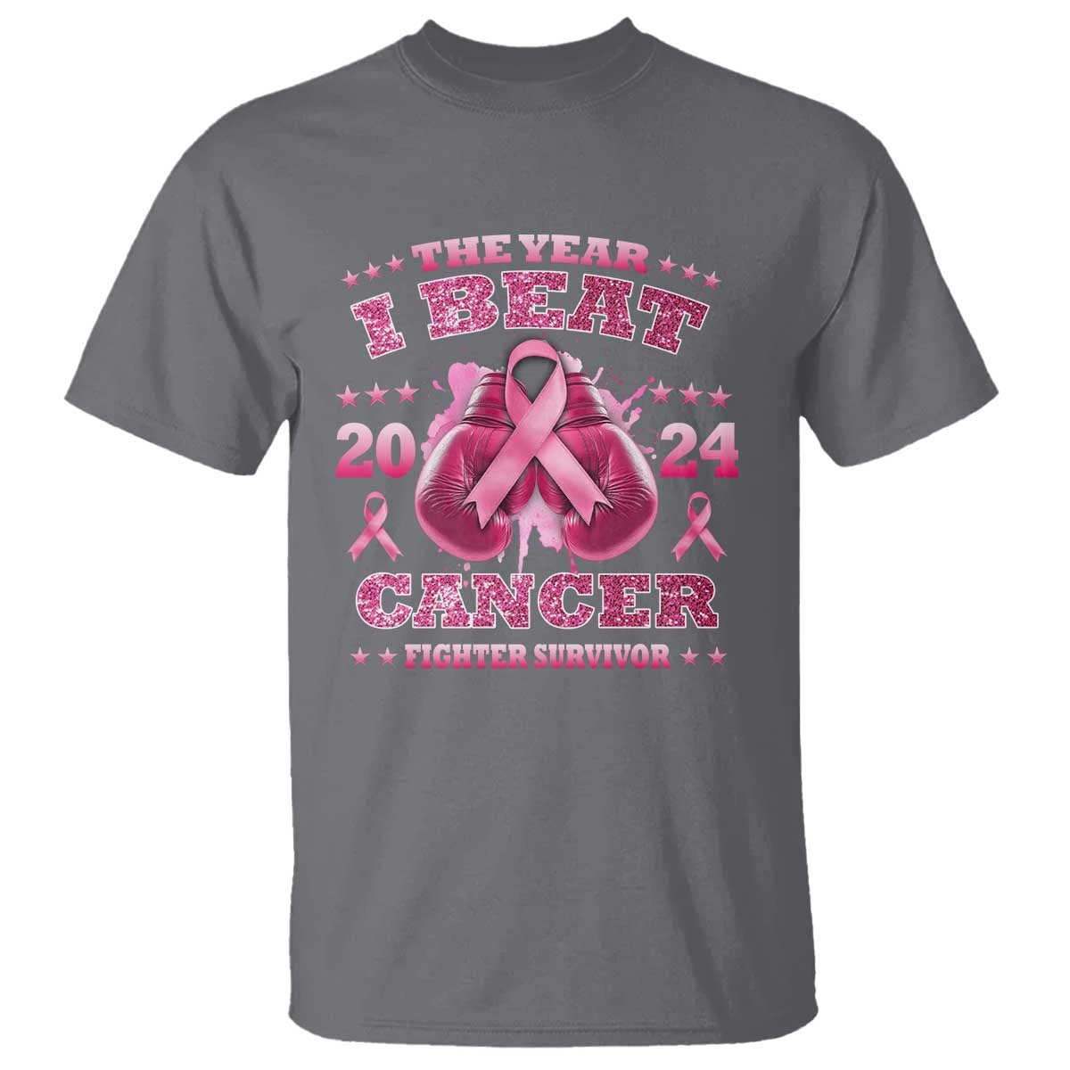 The Year I Beat Cancer Boxing Gloves Fighter Survivor T Shirt - Wonder Print Shop