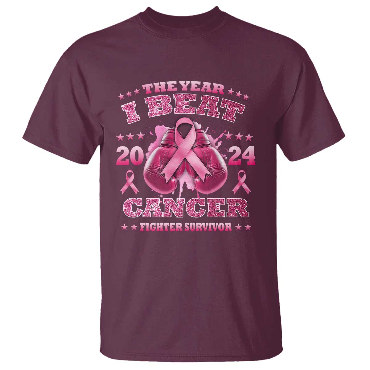 The Year I Beat Cancer Boxing Gloves Fighter Survivor T Shirt - Wonder Print Shop