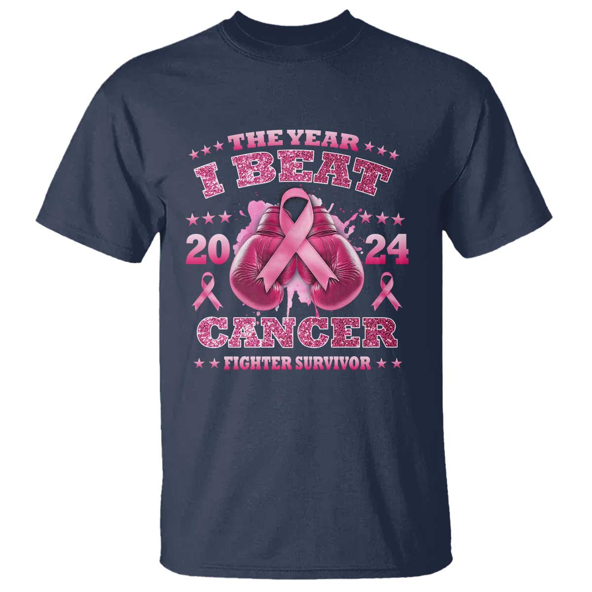 The Year I Beat Cancer Boxing Gloves Fighter Survivor T Shirt - Wonder Print Shop
