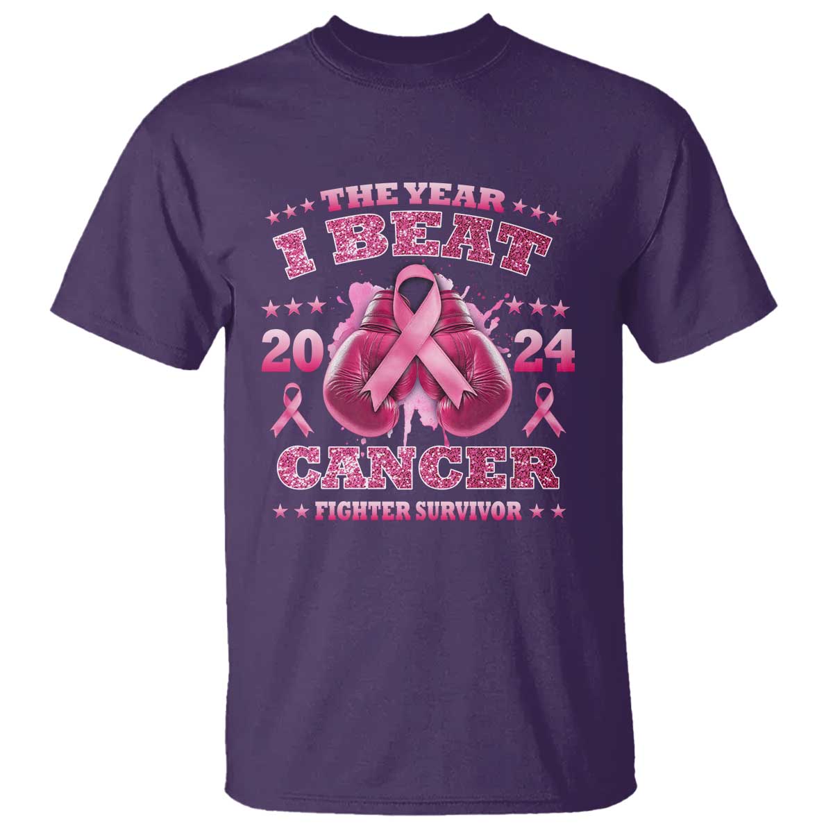 The Year I Beat Cancer Boxing Gloves Fighter Survivor T Shirt - Wonder Print Shop