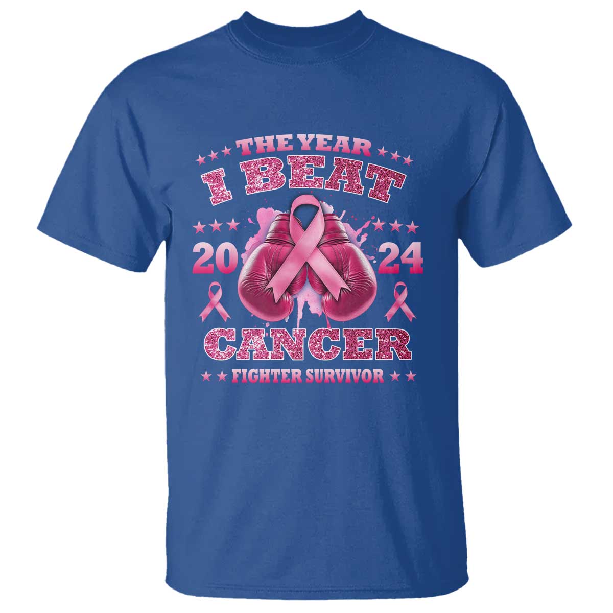 The Year I Beat Cancer Boxing Gloves Fighter Survivor T Shirt - Wonder Print Shop