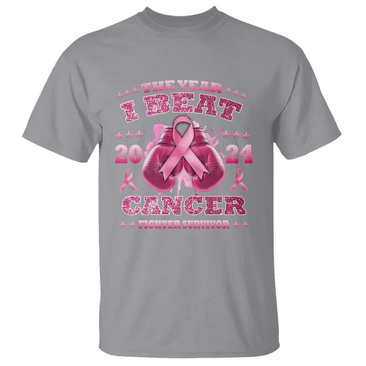 The Year I Beat Cancer Boxing Gloves Fighter Survivor T Shirt - Wonder Print Shop