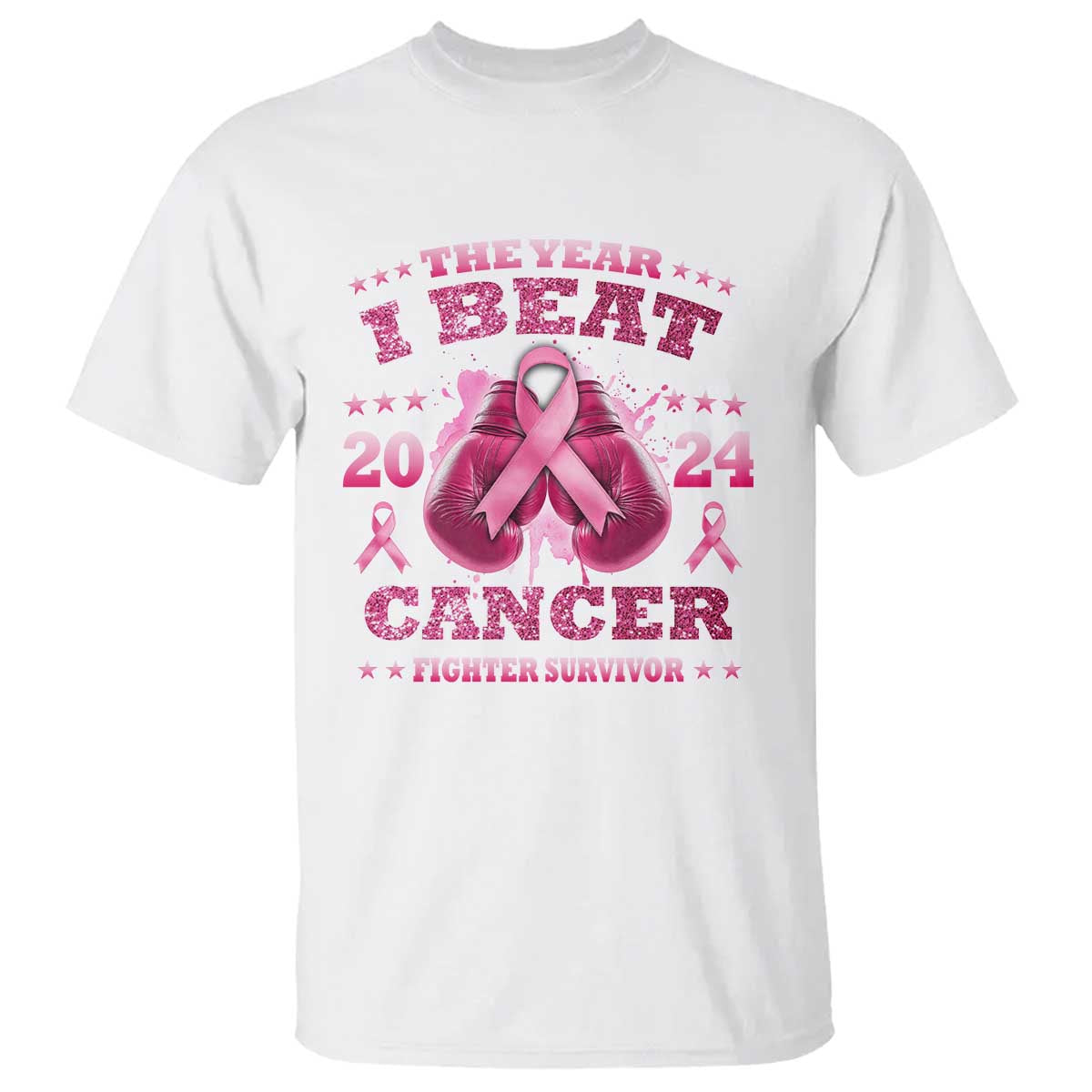 The Year I Beat Cancer Boxing Gloves Fighter Survivor T Shirt - Wonder Print Shop