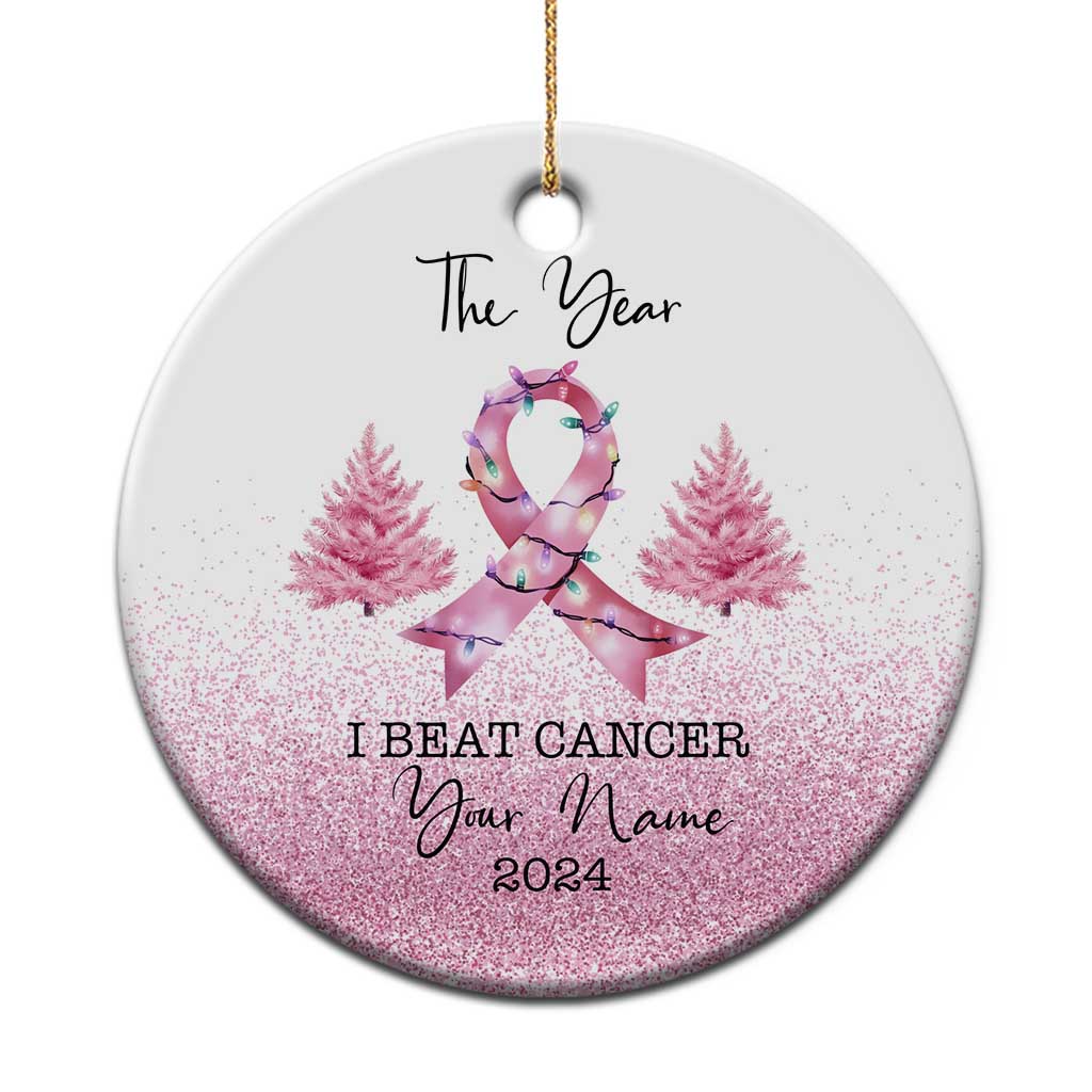 Personalize Christmas Breast Cancer Christmas Ornament Custom Name The Year I Beat Cancer - Wonder Print Shop
