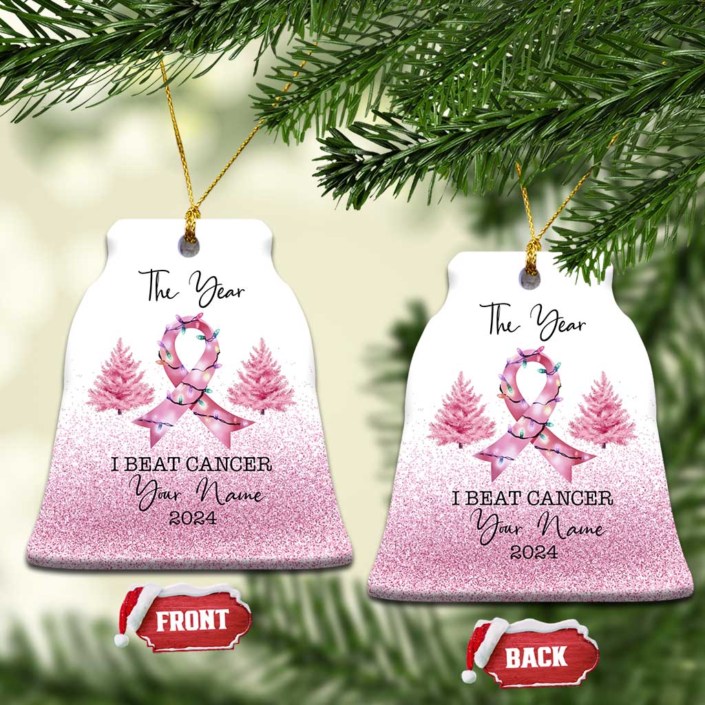 Personalize Christmas Breast Cancer Christmas Ornament Custom Name The Year I Beat Cancer - Wonder Print Shop