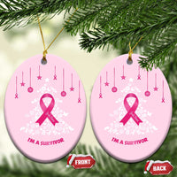 Christmas Breast Cancer Christmas Ornament I Am Warrior Pink Ribbon Christmas Tree - Wonder Print Shop