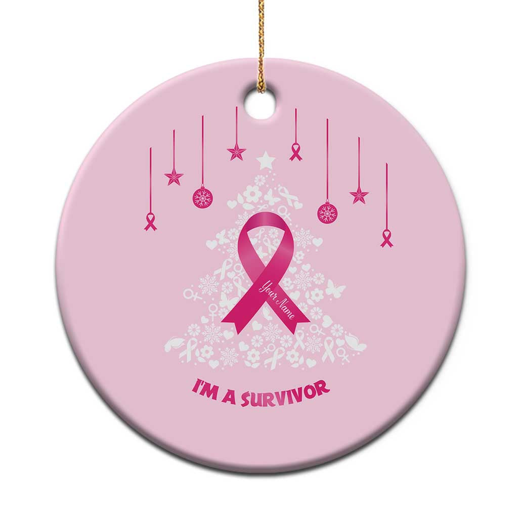 Christmas Breast Cancer Christmas Ornament I Am Warrior Pink Ribbon Christmas Tree - Wonder Print Shop