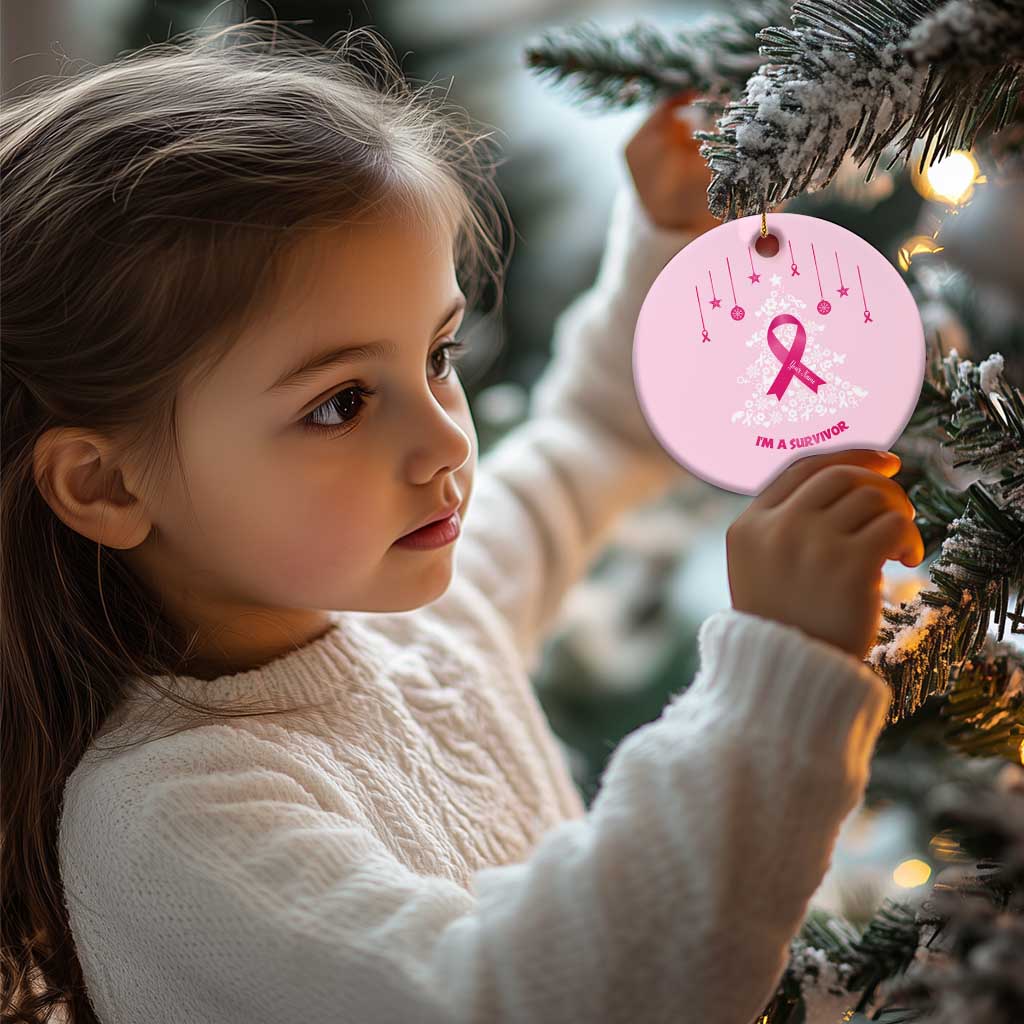 Christmas Breast Cancer Christmas Ornament I Am Warrior Pink Ribbon Christmas Tree - Wonder Print Shop