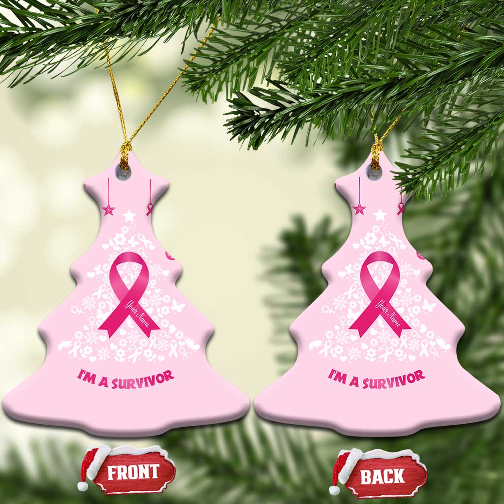 Christmas Breast Cancer Christmas Ornament I Am Warrior Pink Ribbon Christmas Tree - Wonder Print Shop