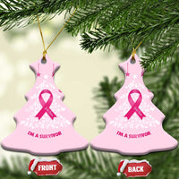Christmas Breast Cancer Christmas Ornament I Am Warrior Pink Ribbon Christmas Tree - Wonder Print Shop