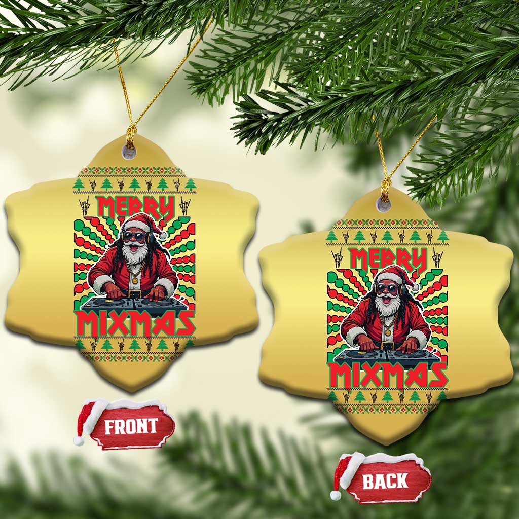 Funny Xmas Party Christmas Ornament Merry Mixmas Santa DJ - Wonder Print Shop