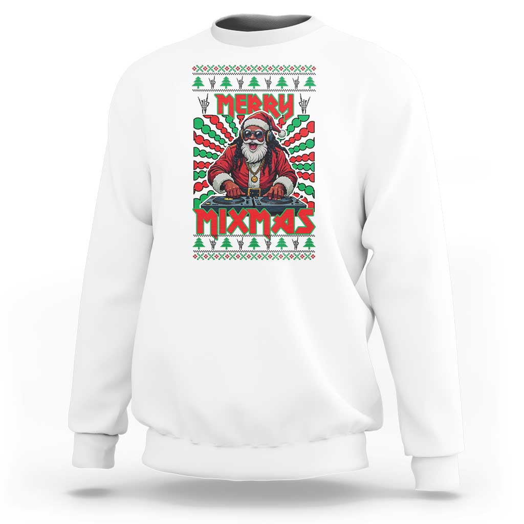 Funny Xmas Party Sweatshirt Merry Mixmas Santa DJ - Wonder Print Shop