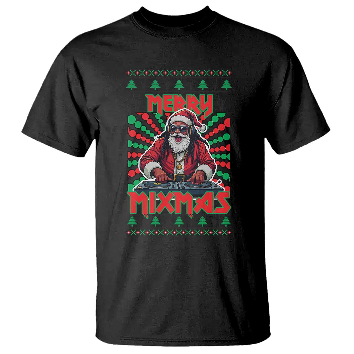 Funny Xmas Party T Shirt Merry Mixmas Santa DJ - Wonder Print Shop