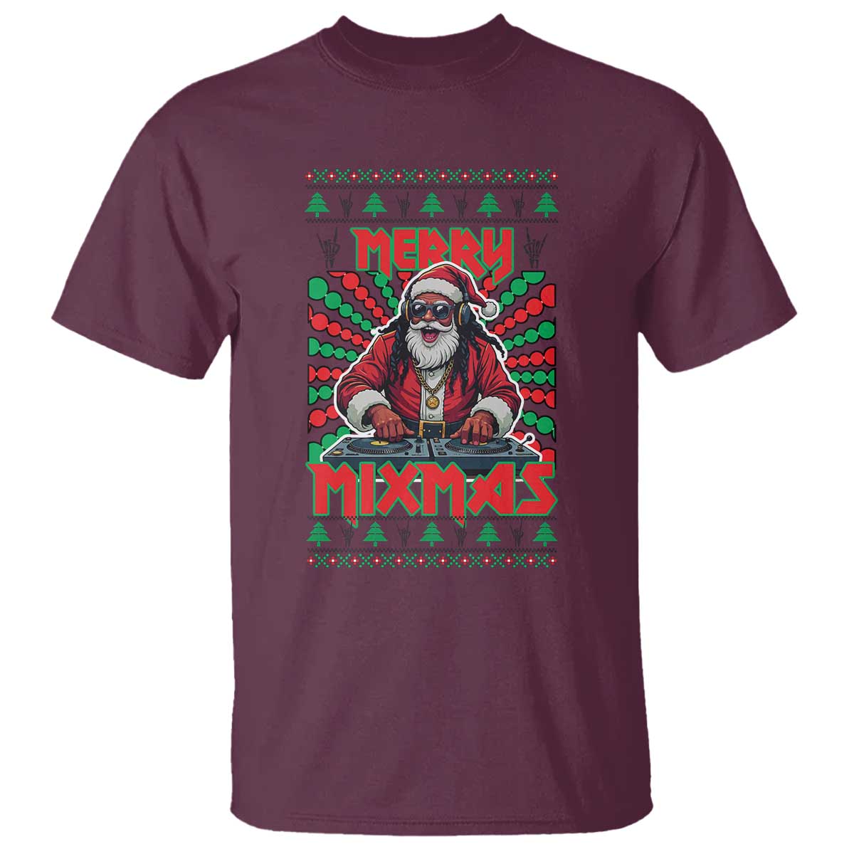 Funny Xmas Party T Shirt Merry Mixmas Santa DJ - Wonder Print Shop