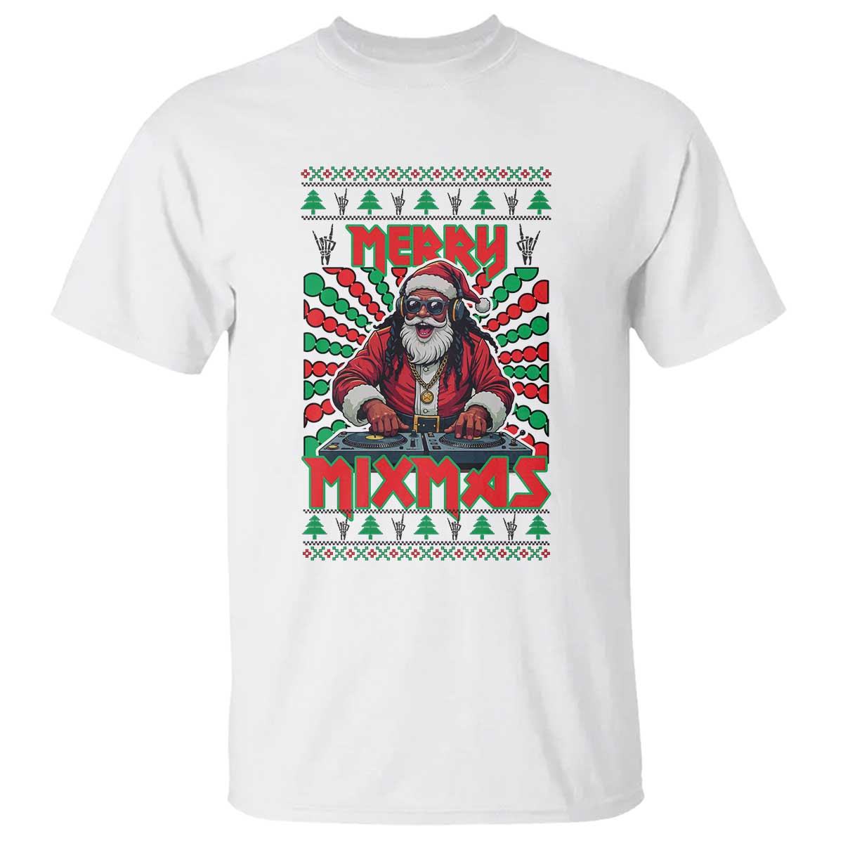 Funny Xmas Party T Shirt Merry Mixmas Santa DJ - Wonder Print Shop