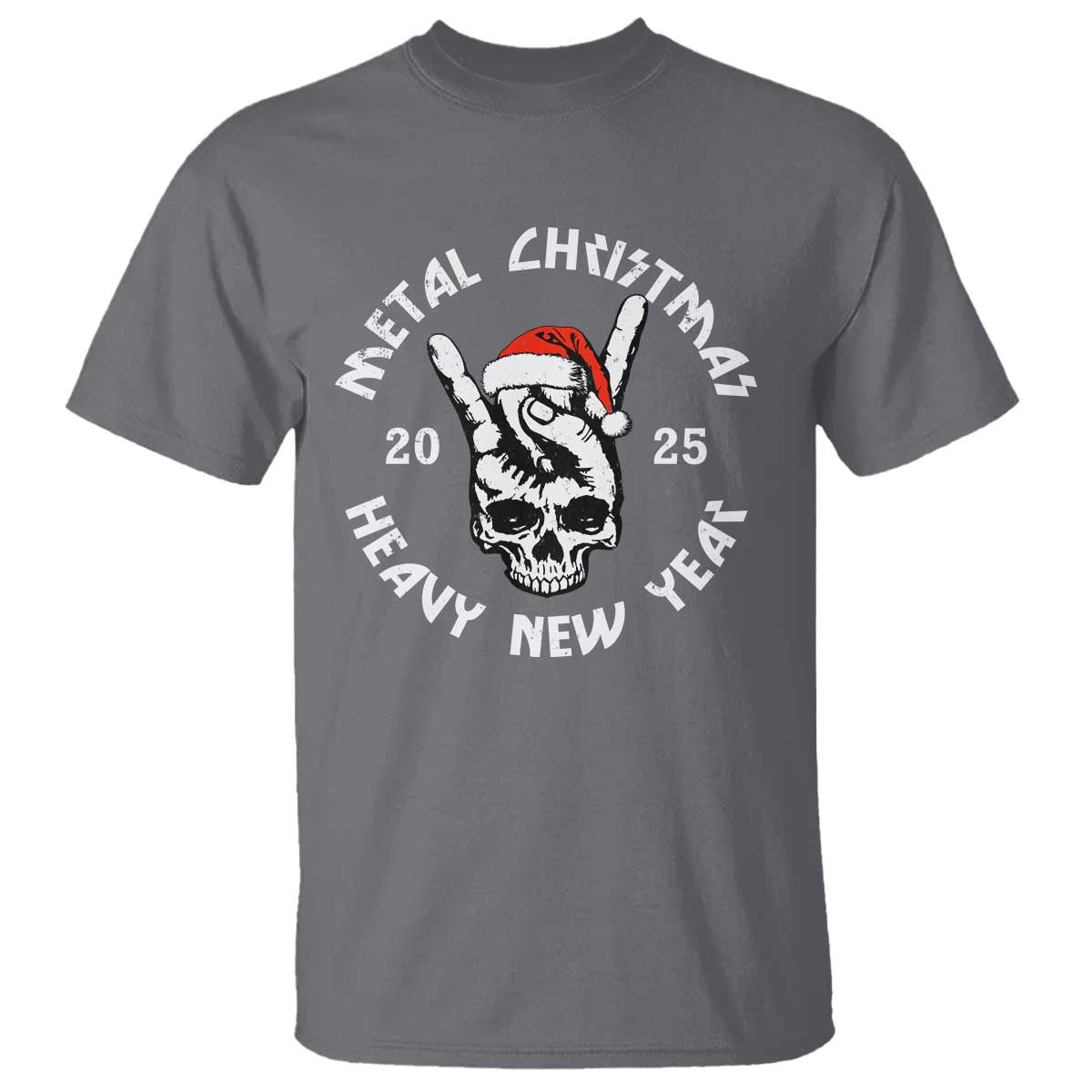 Funny Heavy Metal T Shirt Metal Christmas Heavy New Year Rock Hand Sign - Wonder Print Shop