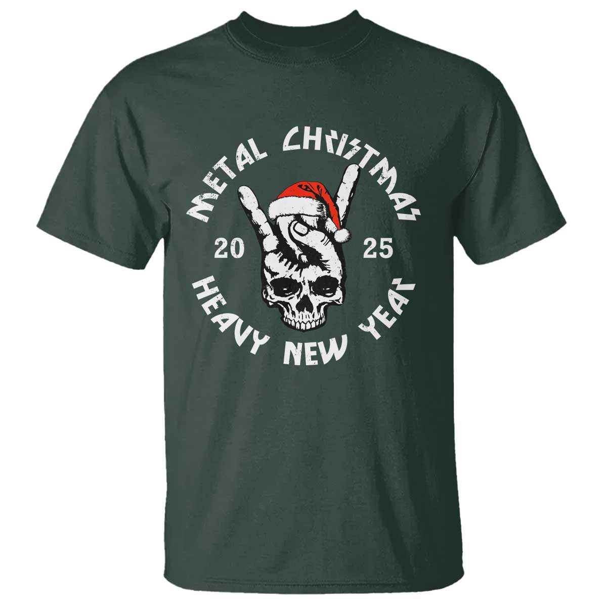 Funny Heavy Metal T Shirt Metal Christmas Heavy New Year Rock Hand Sign - Wonder Print Shop