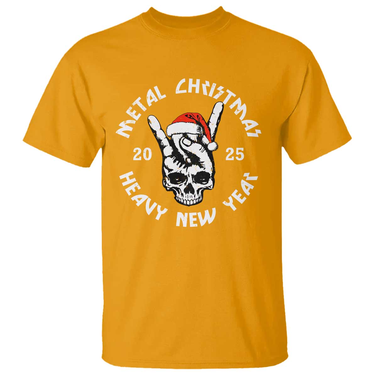 Funny Heavy Metal T Shirt Metal Christmas Heavy New Year Rock Hand Sign - Wonder Print Shop