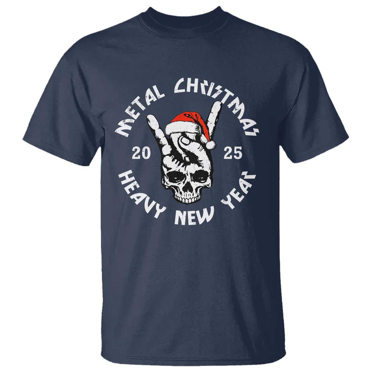 Funny Heavy Metal T Shirt Metal Christmas Heavy New Year Rock Hand Sign - Wonder Print Shop